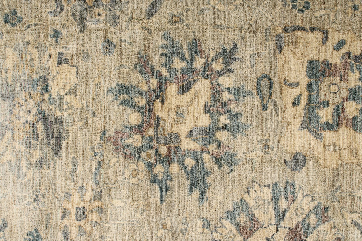 6x9 Beige and Multicolor Turkish Tribal Rug