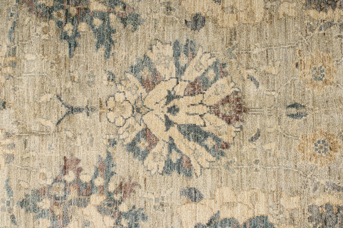 6x9 Beige and Multicolor Turkish Tribal Rug