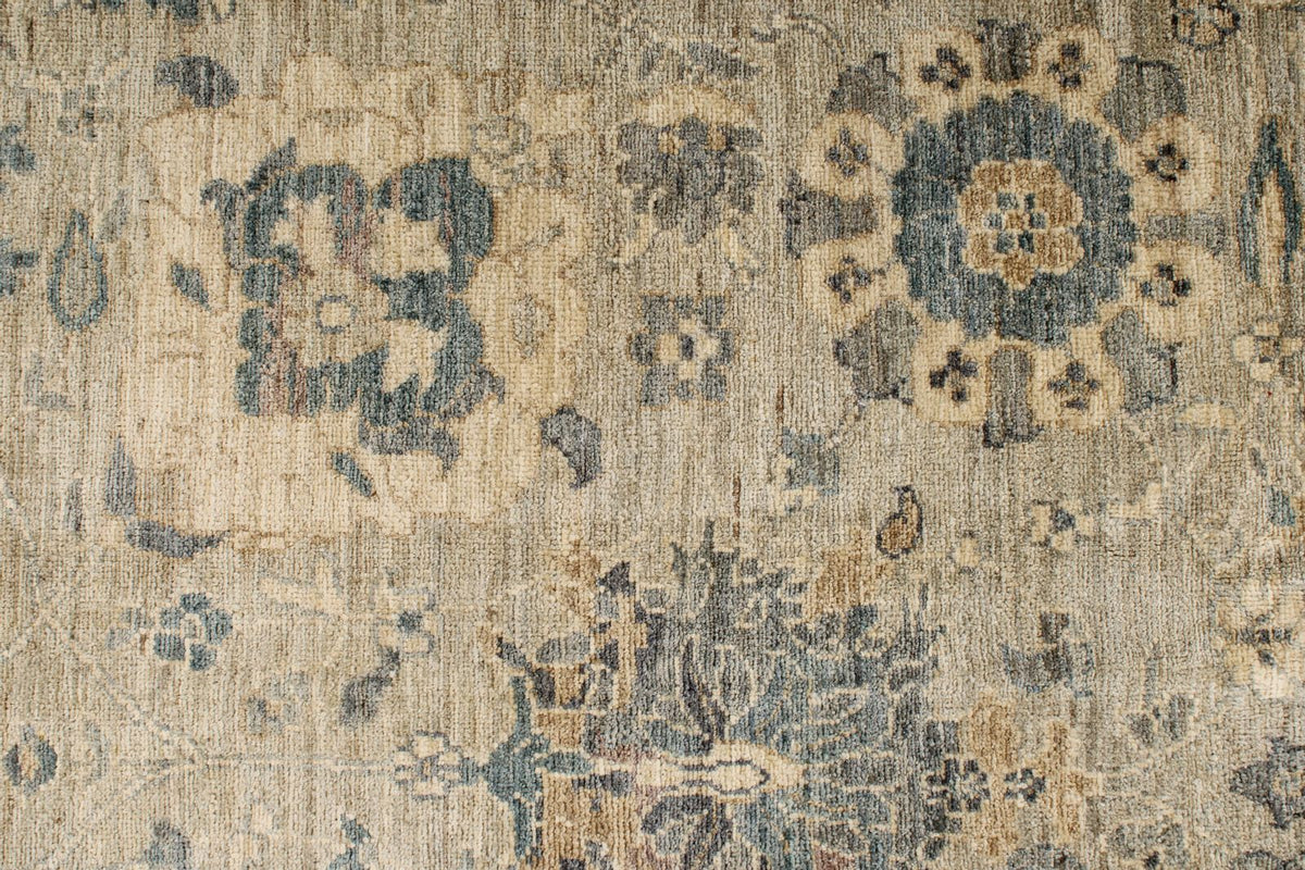 6x9 Beige and Multicolor Turkish Tribal Rug