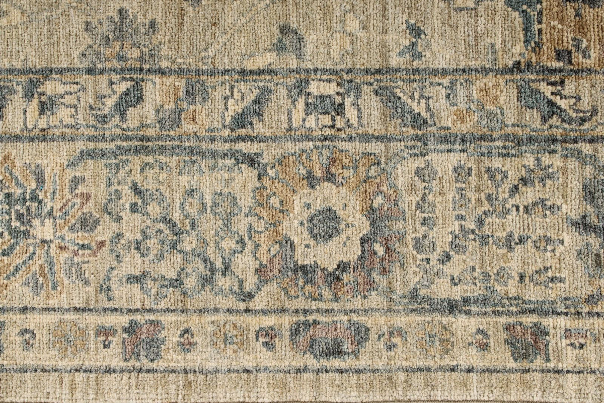 6x9 Beige and Multicolor Turkish Tribal Rug