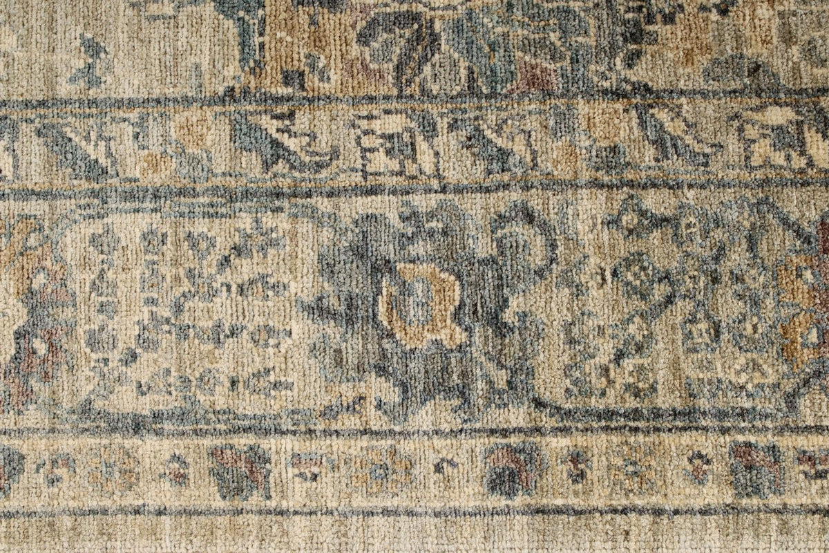 6x9 Beige and Multicolor Turkish Tribal Rug