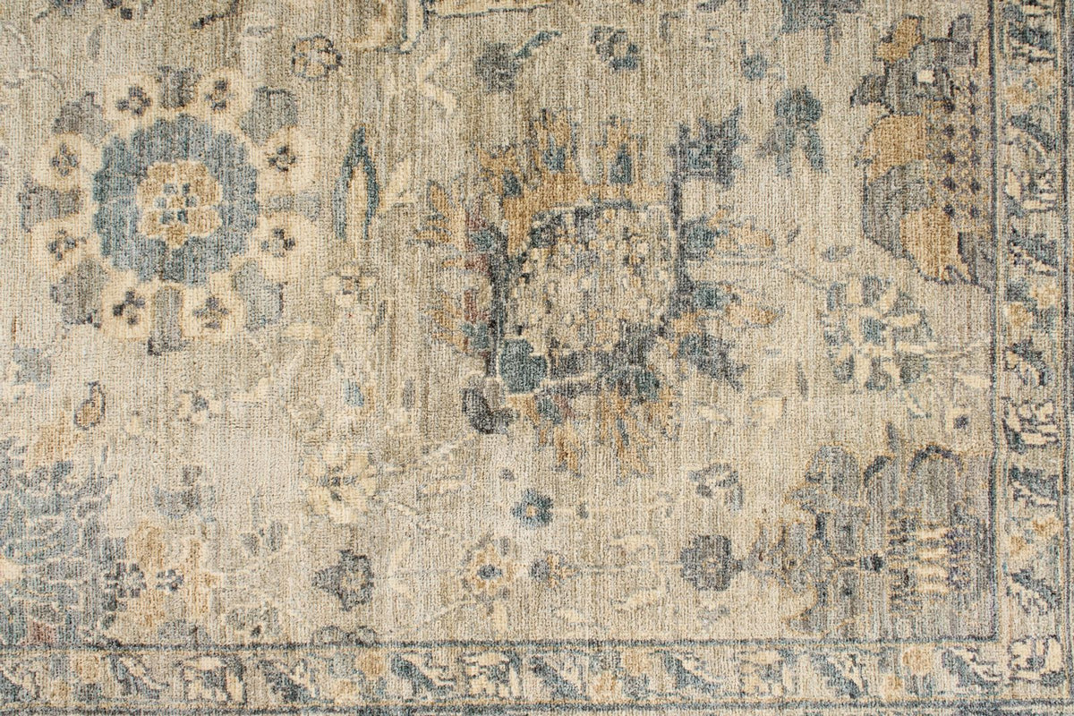 6x9 Beige and Multicolor Turkish Tribal Rug