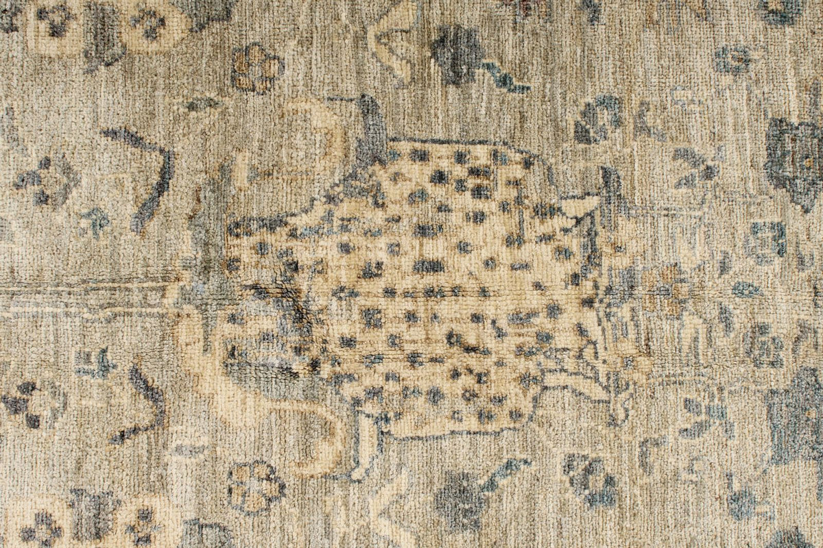 6x9 Beige and Multicolor Turkish Tribal Rug
