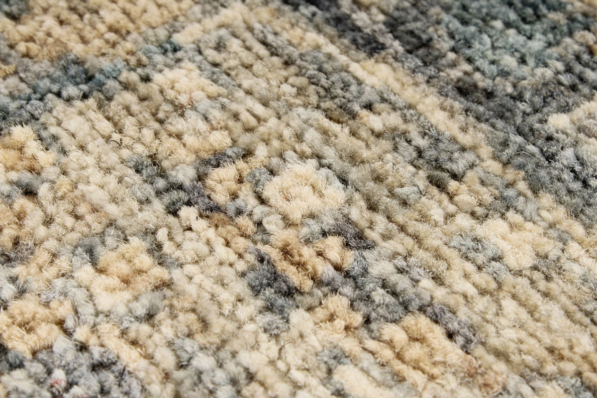 6x9 Beige and Multicolor Turkish Tribal Rug