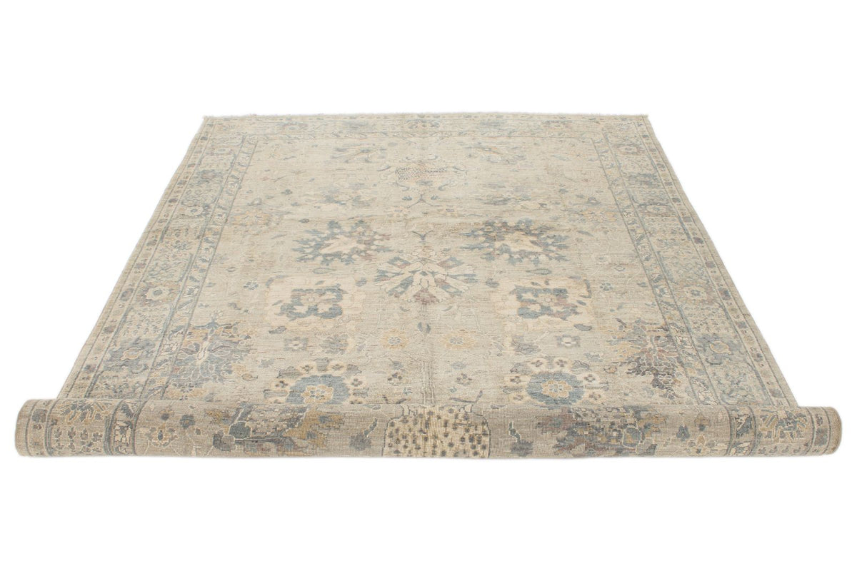 6x9 Beige and Multicolor Turkish Tribal Rug