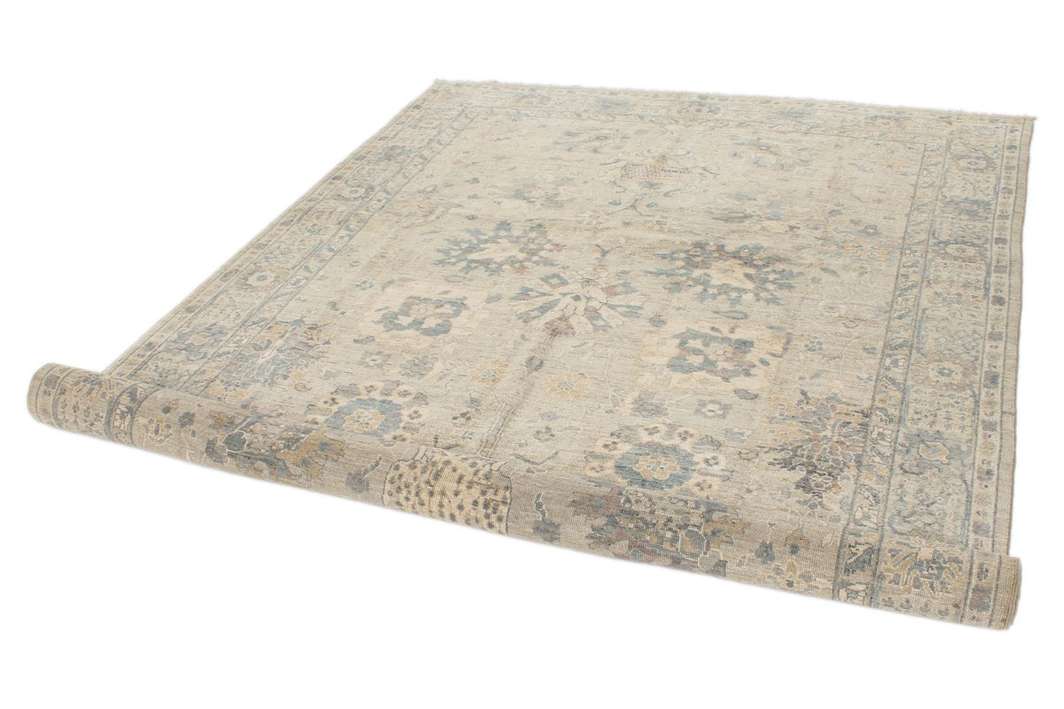 6x9 Beige and Multicolor Turkish Tribal Rug