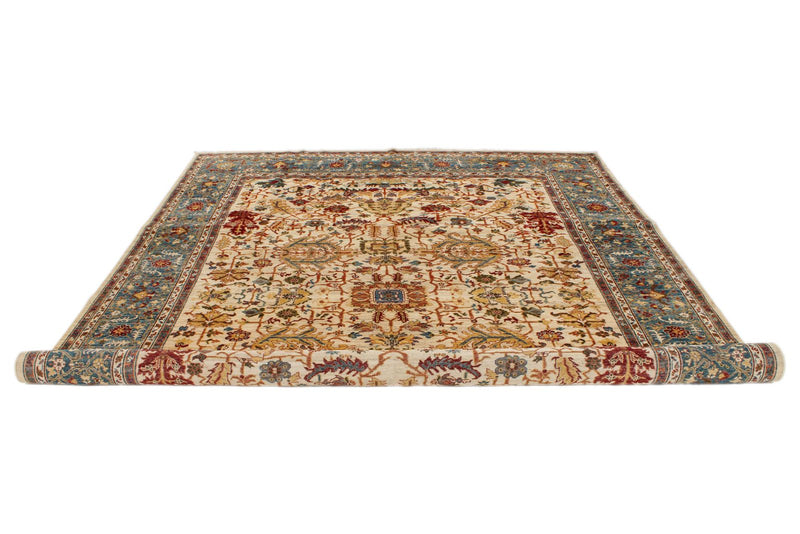 9x12 Beige and Blue Anatolian Traditional Rug