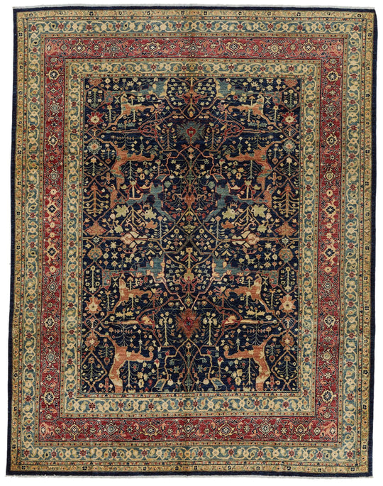 8x10 Navy and Multicolor Anatolian Traditional Rug