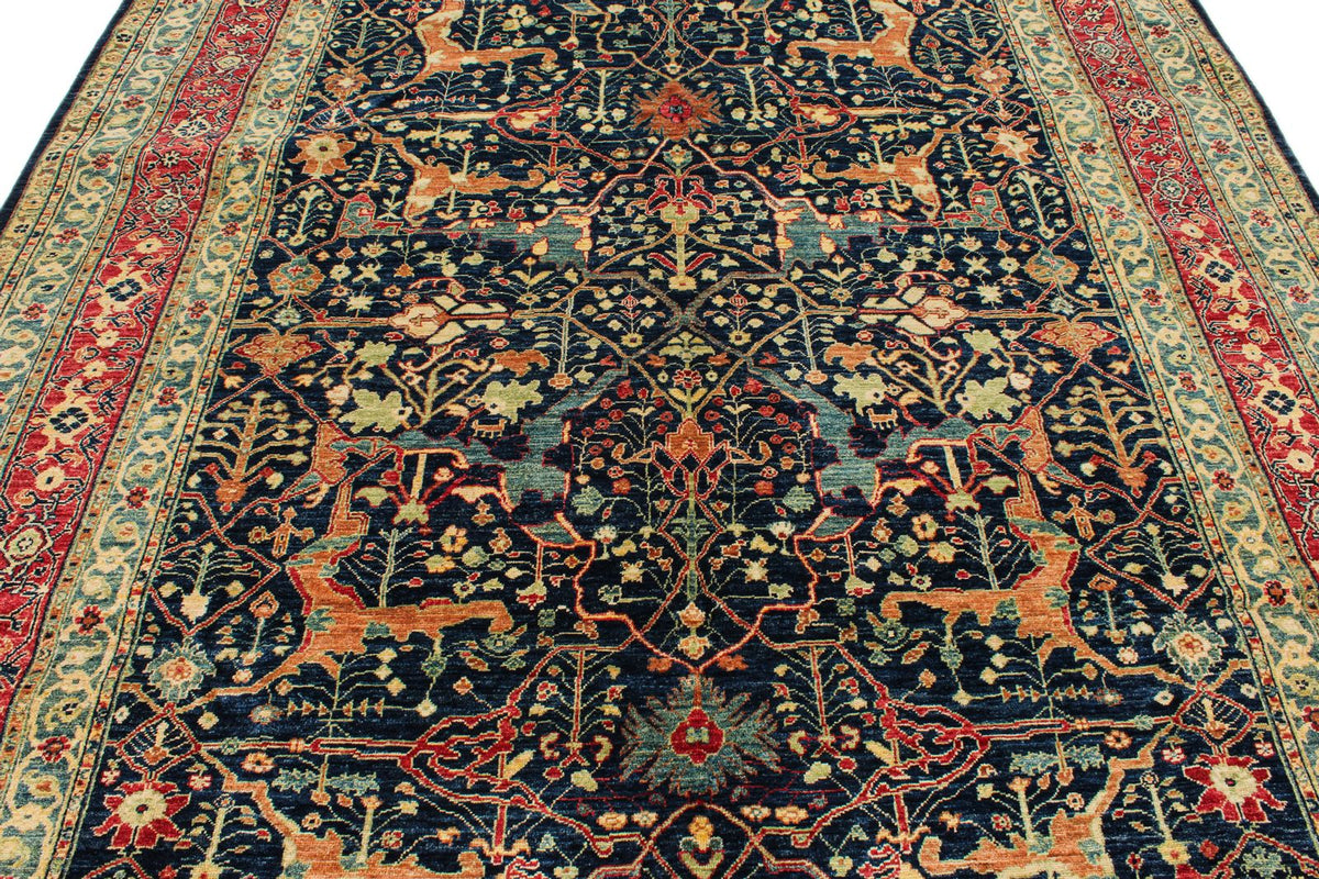 8x10 Navy and Multicolor Anatolian Traditional Rug
