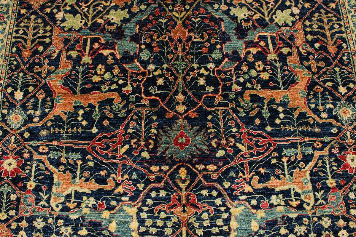 8x10 Navy and Multicolor Anatolian Traditional Rug