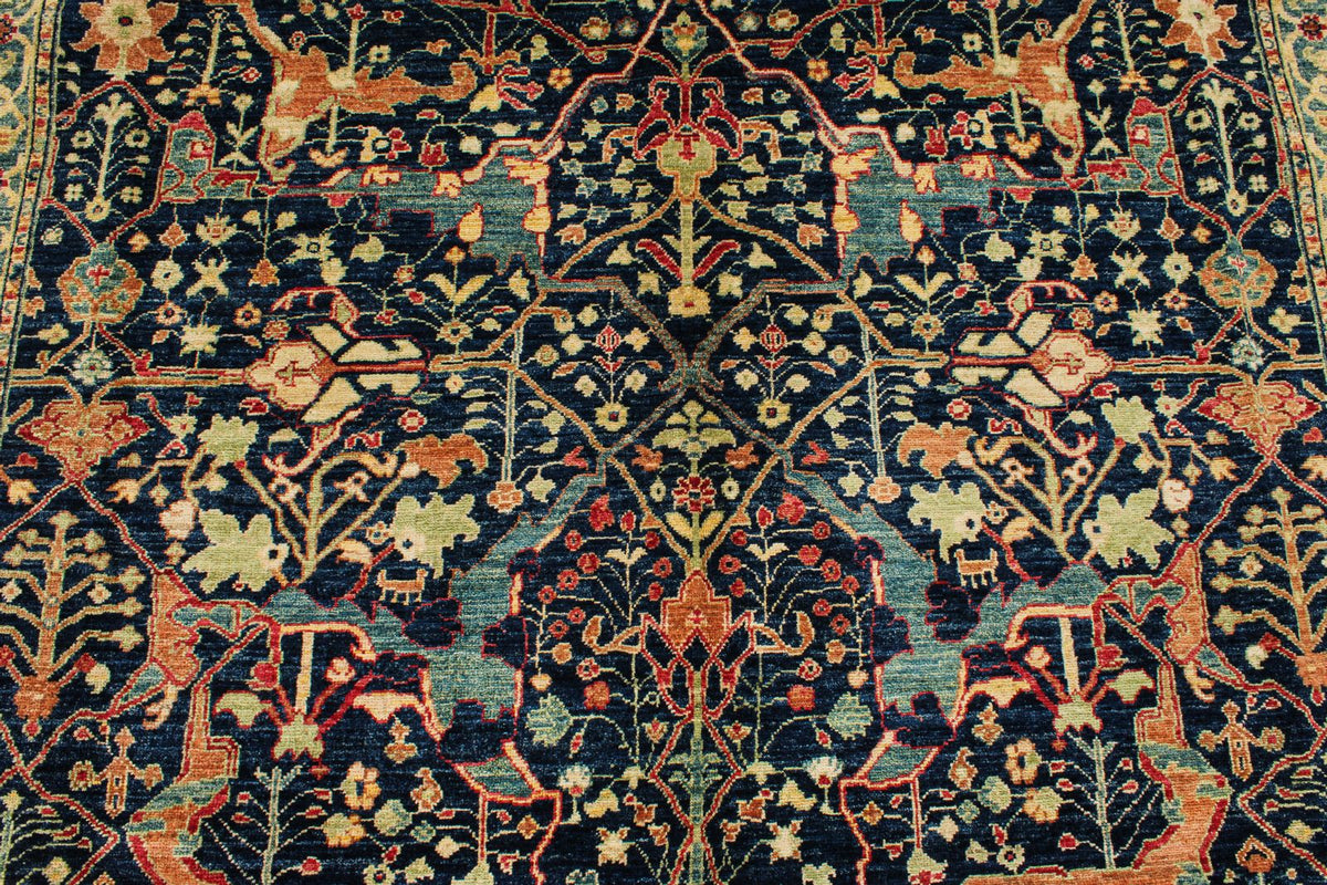 8x10 Navy and Multicolor Anatolian Traditional Rug