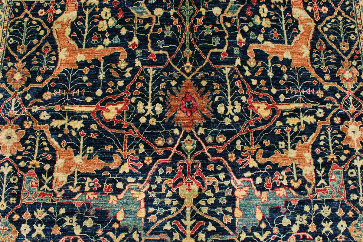 8x10 Navy and Multicolor Anatolian Traditional Rug