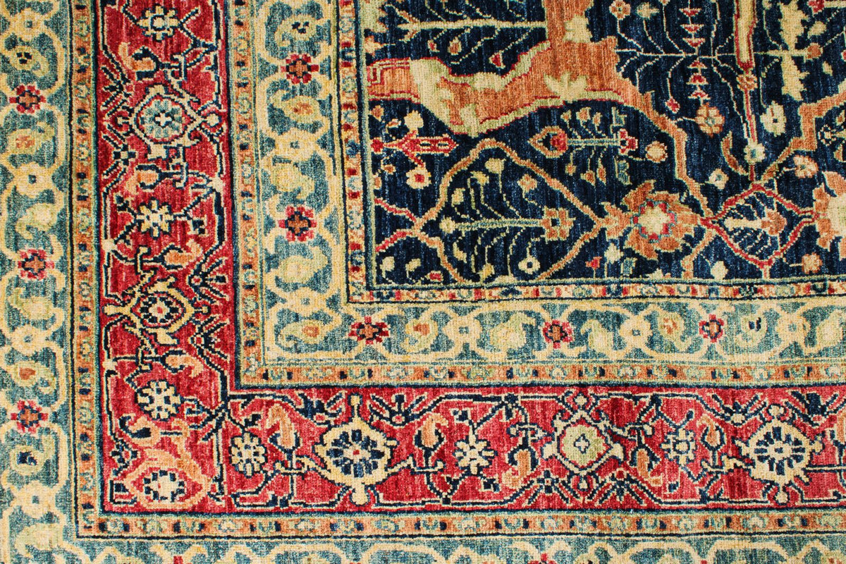 8x10 Navy and Multicolor Anatolian Traditional Rug