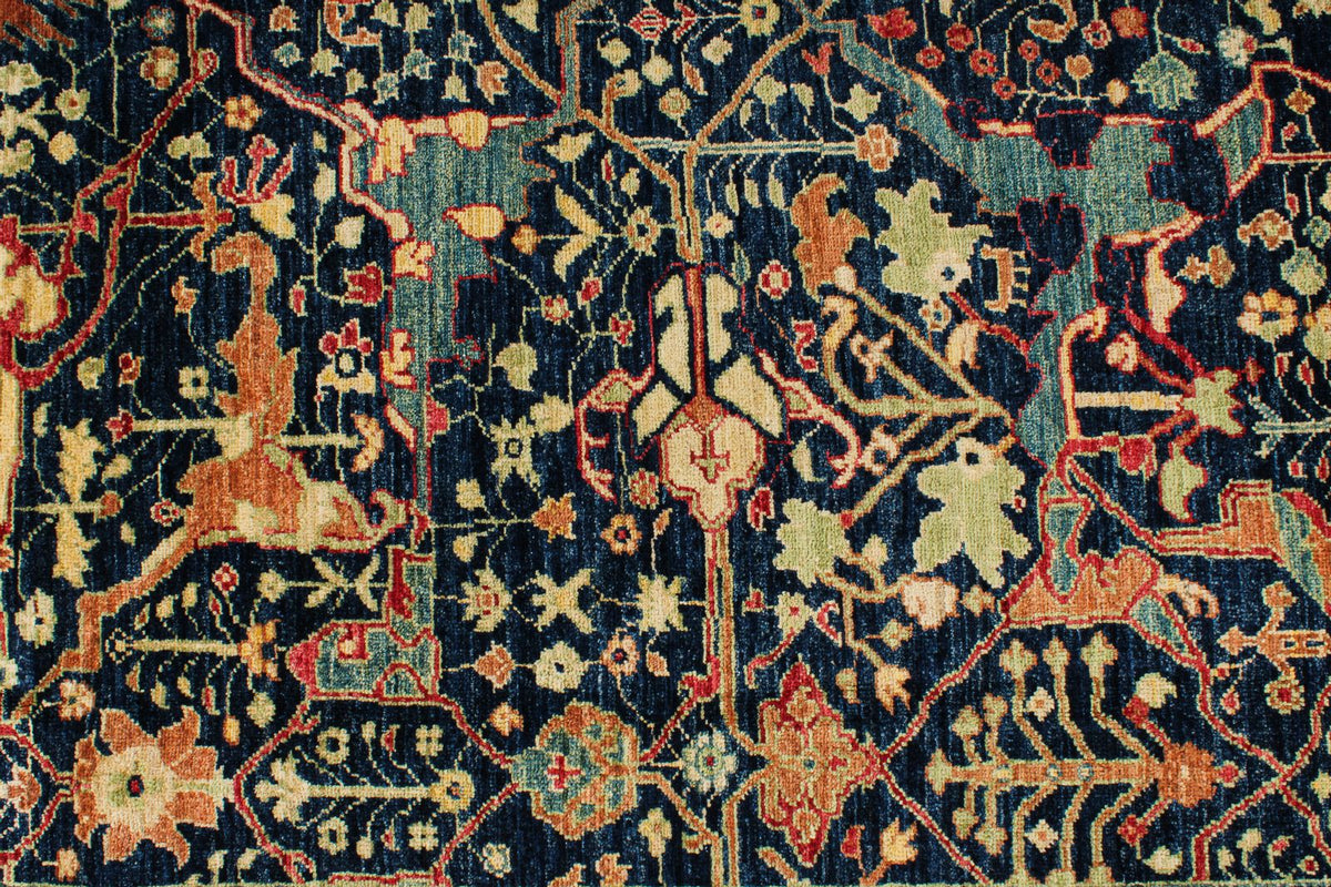 8x10 Navy and Multicolor Anatolian Traditional Rug