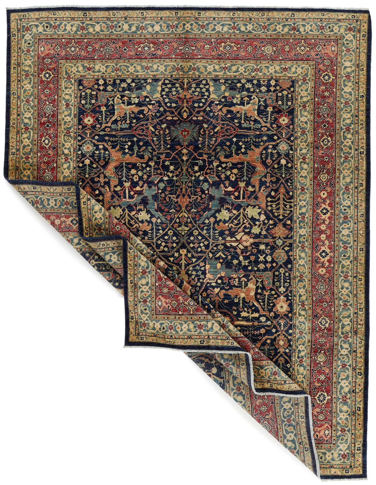 8x10 Navy and Multicolor Anatolian Traditional Rug