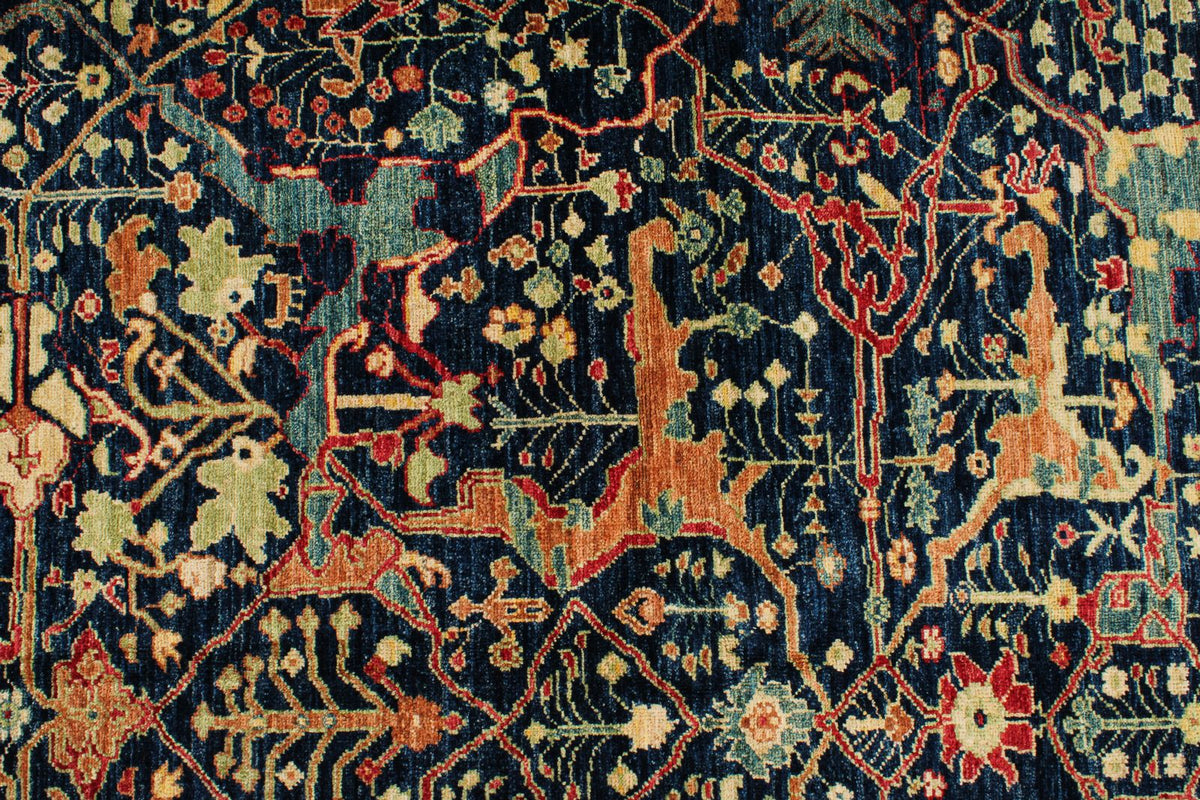8x10 Navy and Multicolor Anatolian Traditional Rug