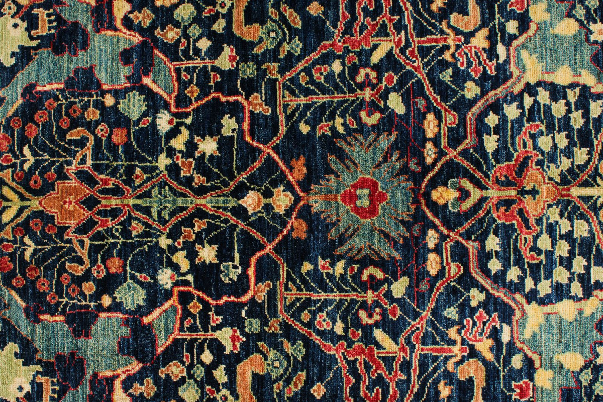 8x10 Navy and Multicolor Anatolian Traditional Rug