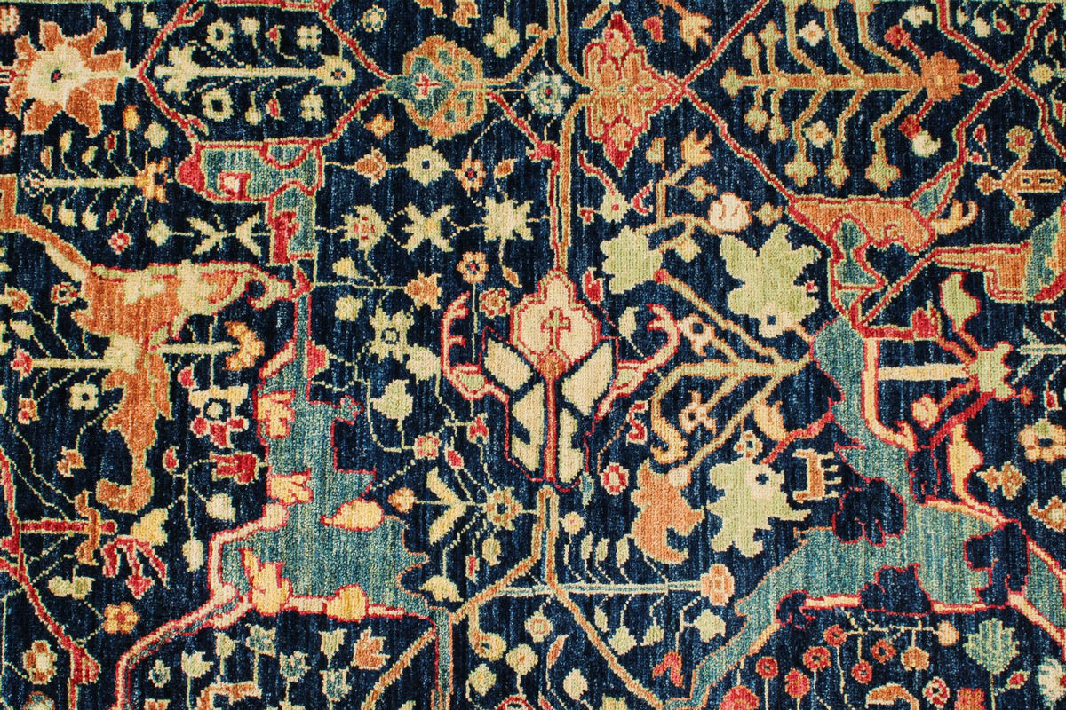 8x10 Navy and Multicolor Anatolian Traditional Rug