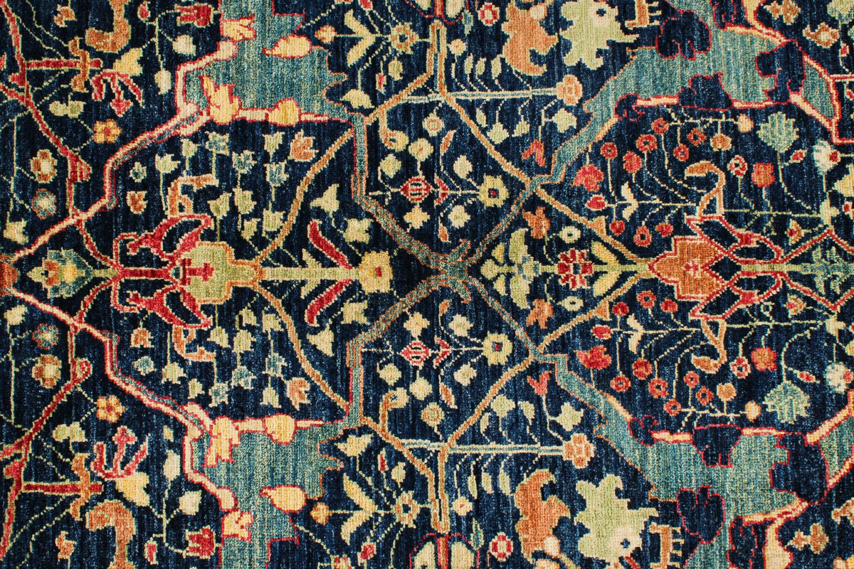 8x10 Navy and Multicolor Anatolian Traditional Rug