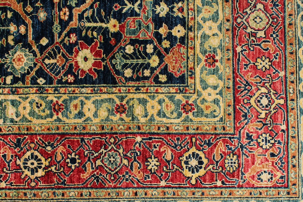 8x10 Navy and Multicolor Anatolian Traditional Rug