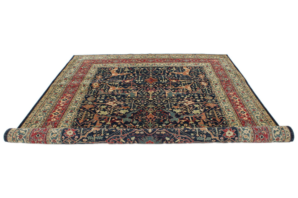 8x10 Navy and Multicolor Anatolian Traditional Rug