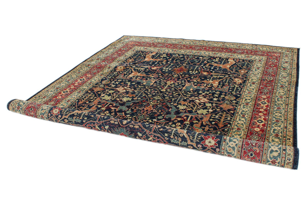 8x10 Navy and Multicolor Anatolian Traditional Rug