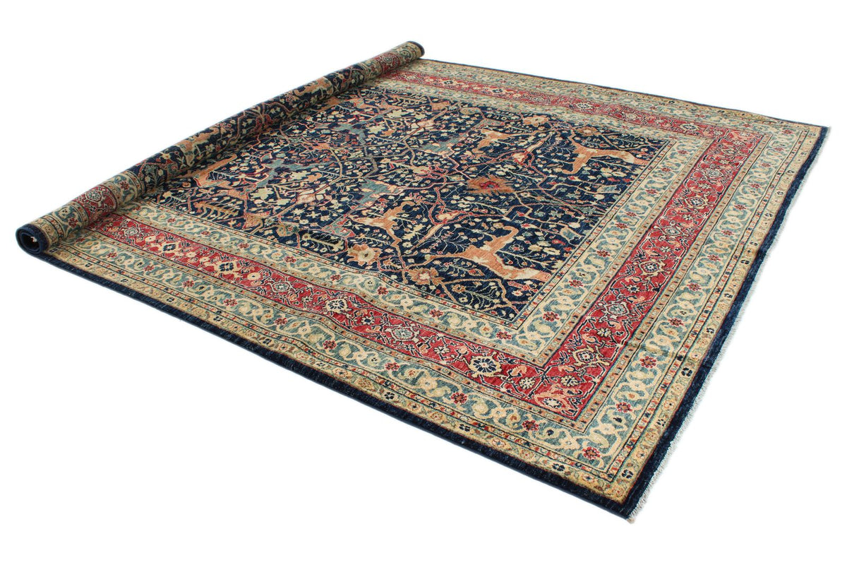8x10 Navy and Multicolor Anatolian Traditional Rug