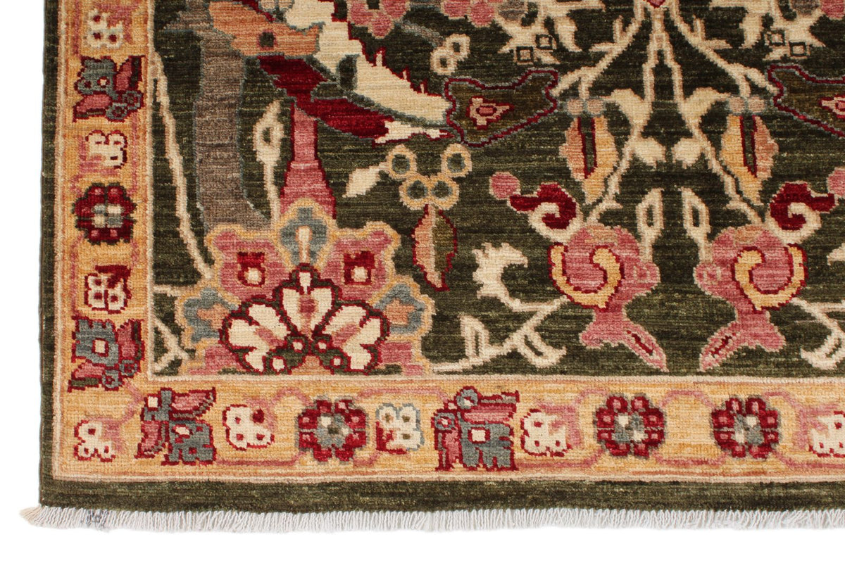 4x12 Green and Beige Anatolian Traditional Runner
