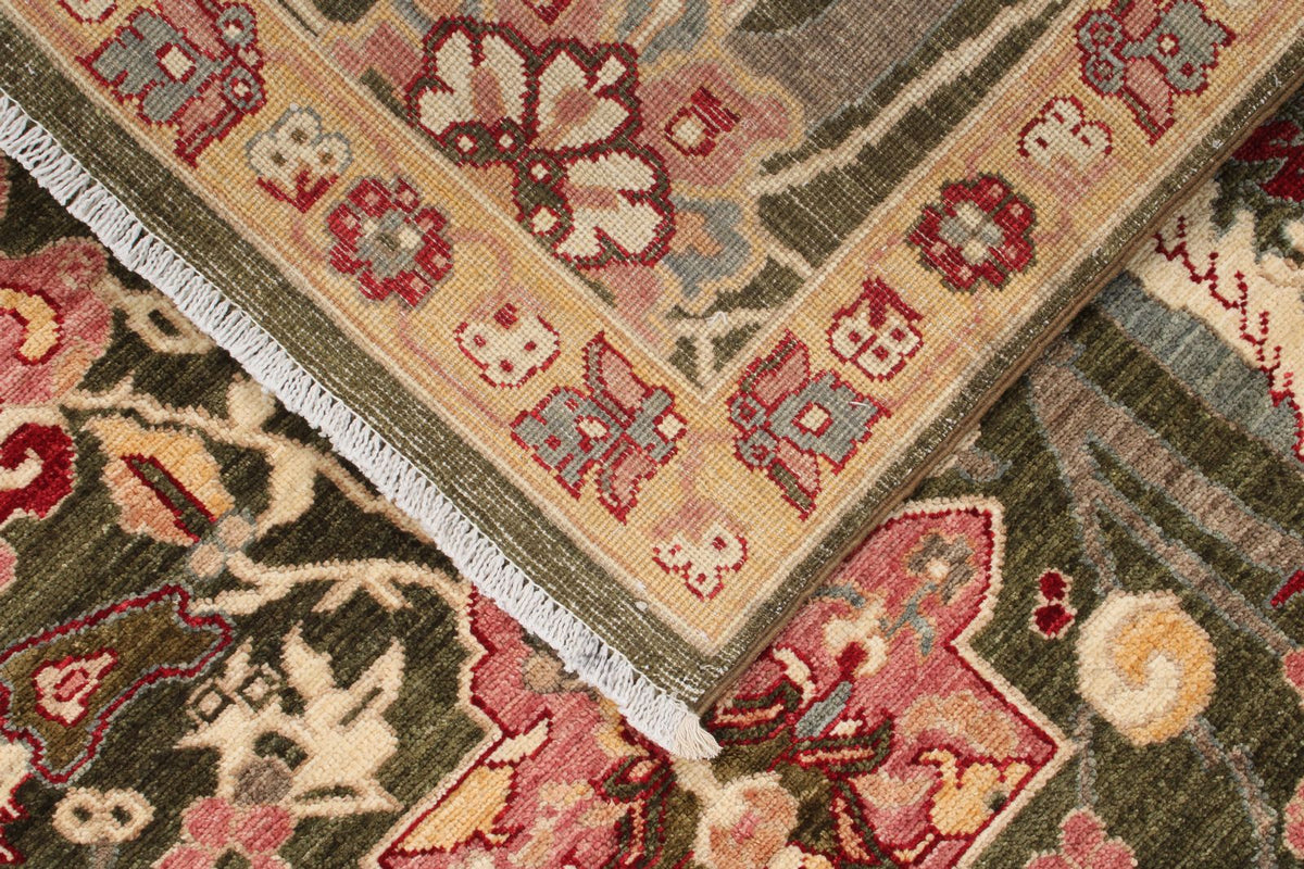 4x12 Green and Beige Anatolian Traditional Runner