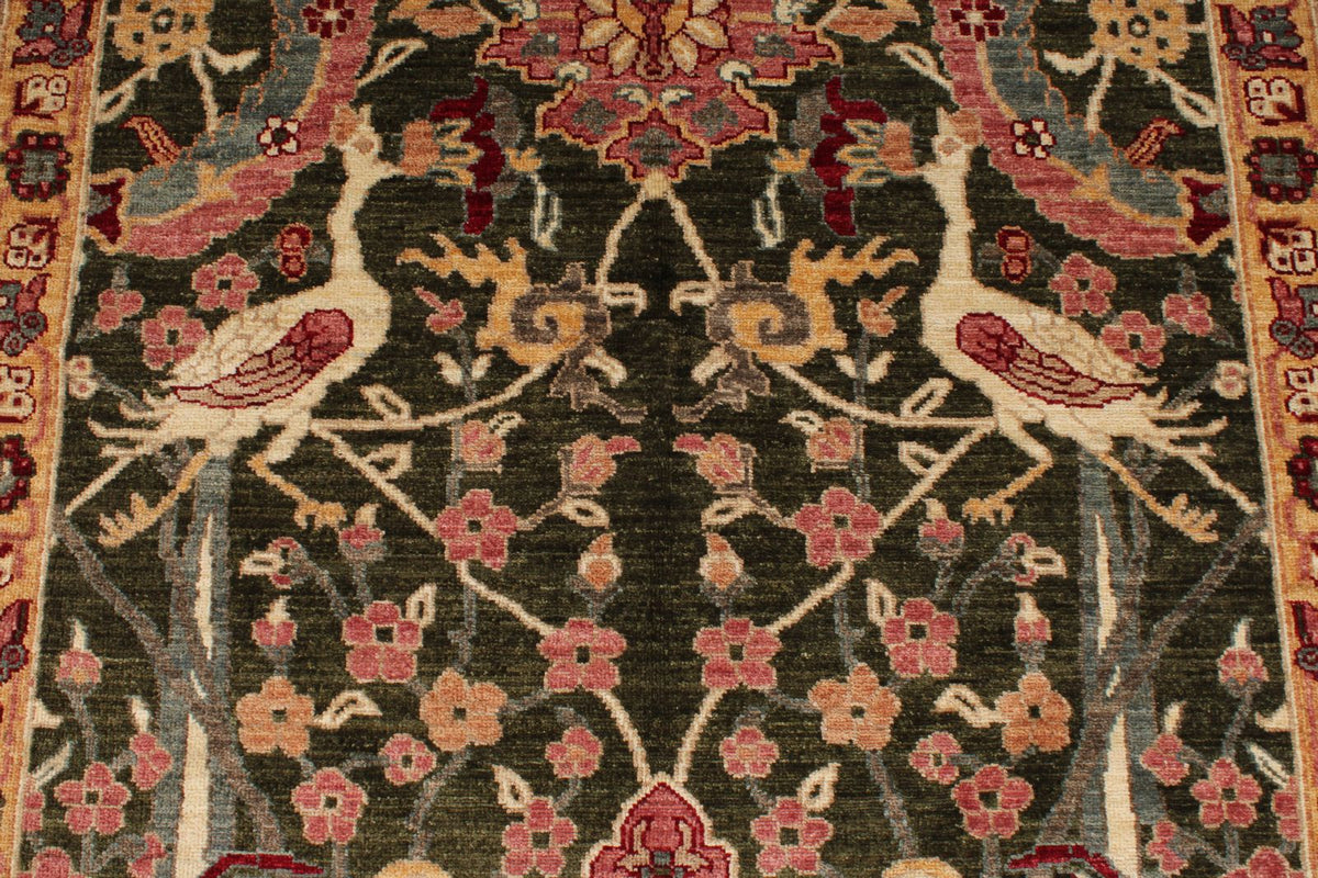 4x12 Green and Beige Anatolian Traditional Runner