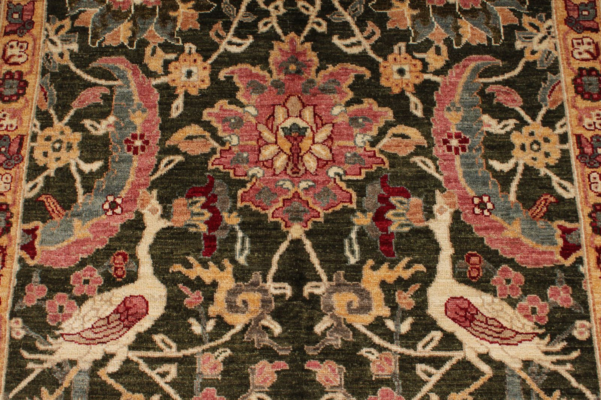 4x12 Green and Beige Anatolian Traditional Runner