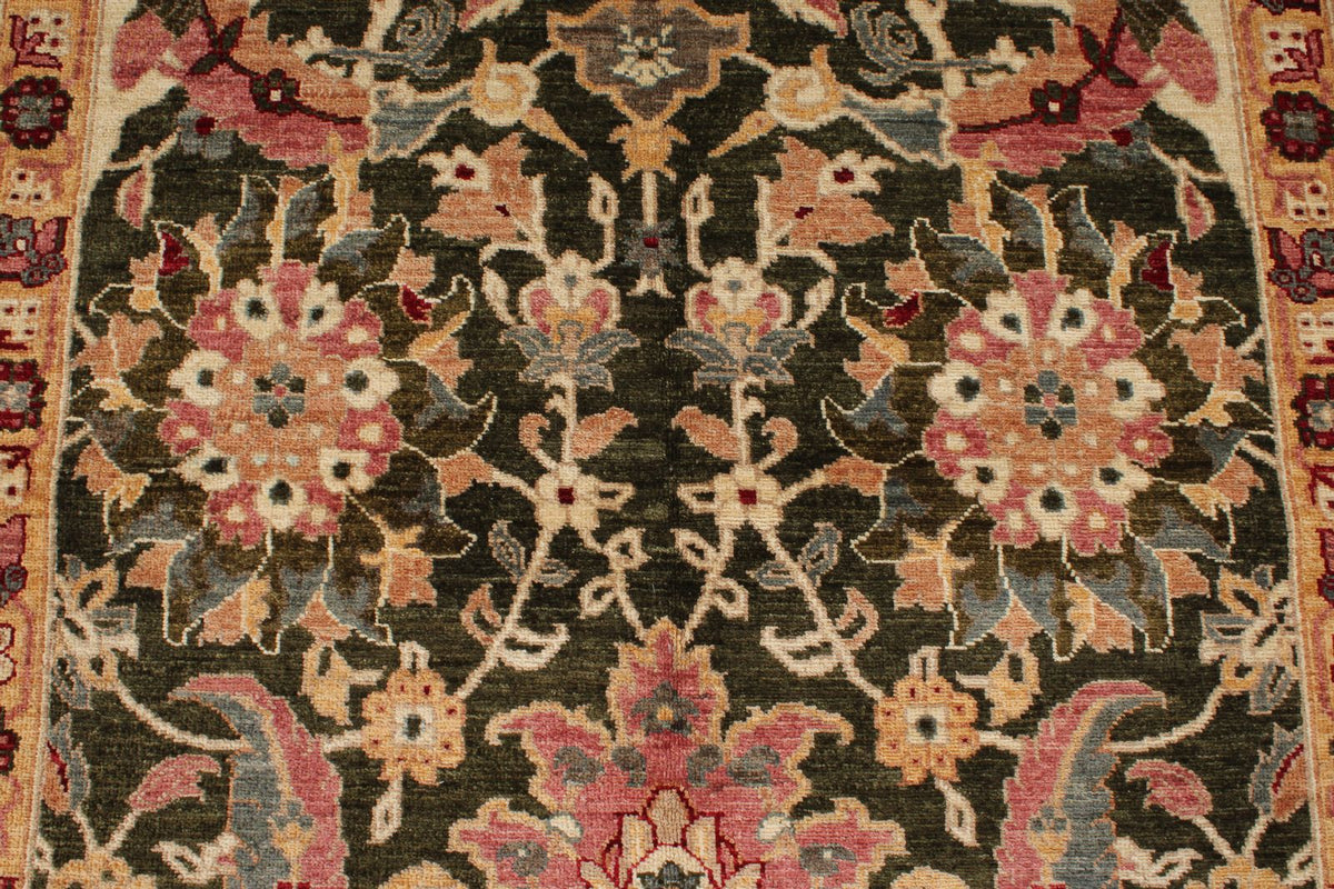 4x12 Green and Beige Anatolian Traditional Runner