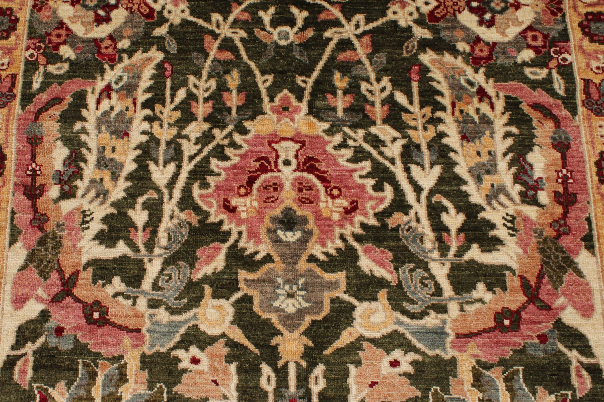 4x12 Green and Beige Anatolian Traditional Runner
