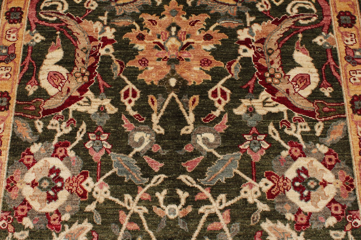 4x12 Green and Beige Anatolian Traditional Runner