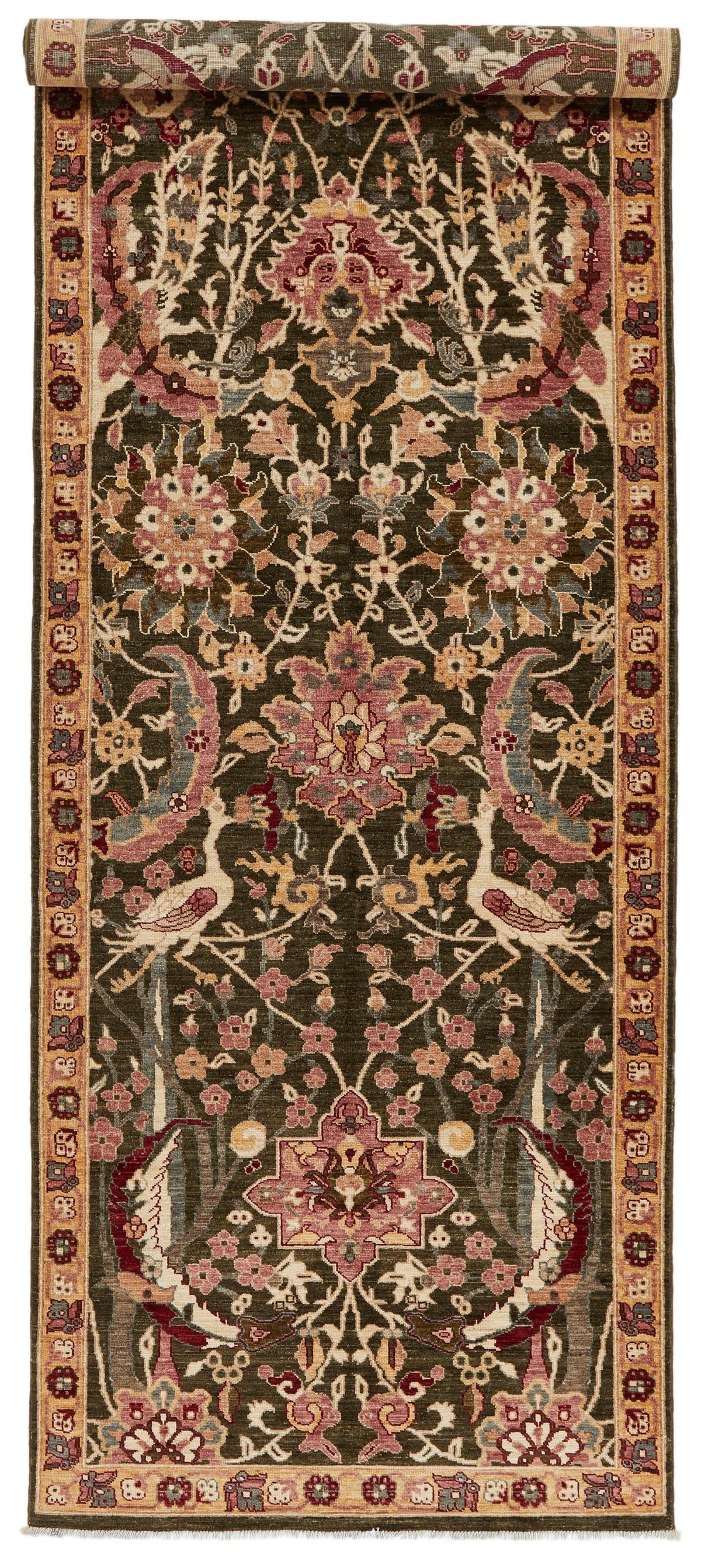4x12 Green and Beige Anatolian Traditional Runner