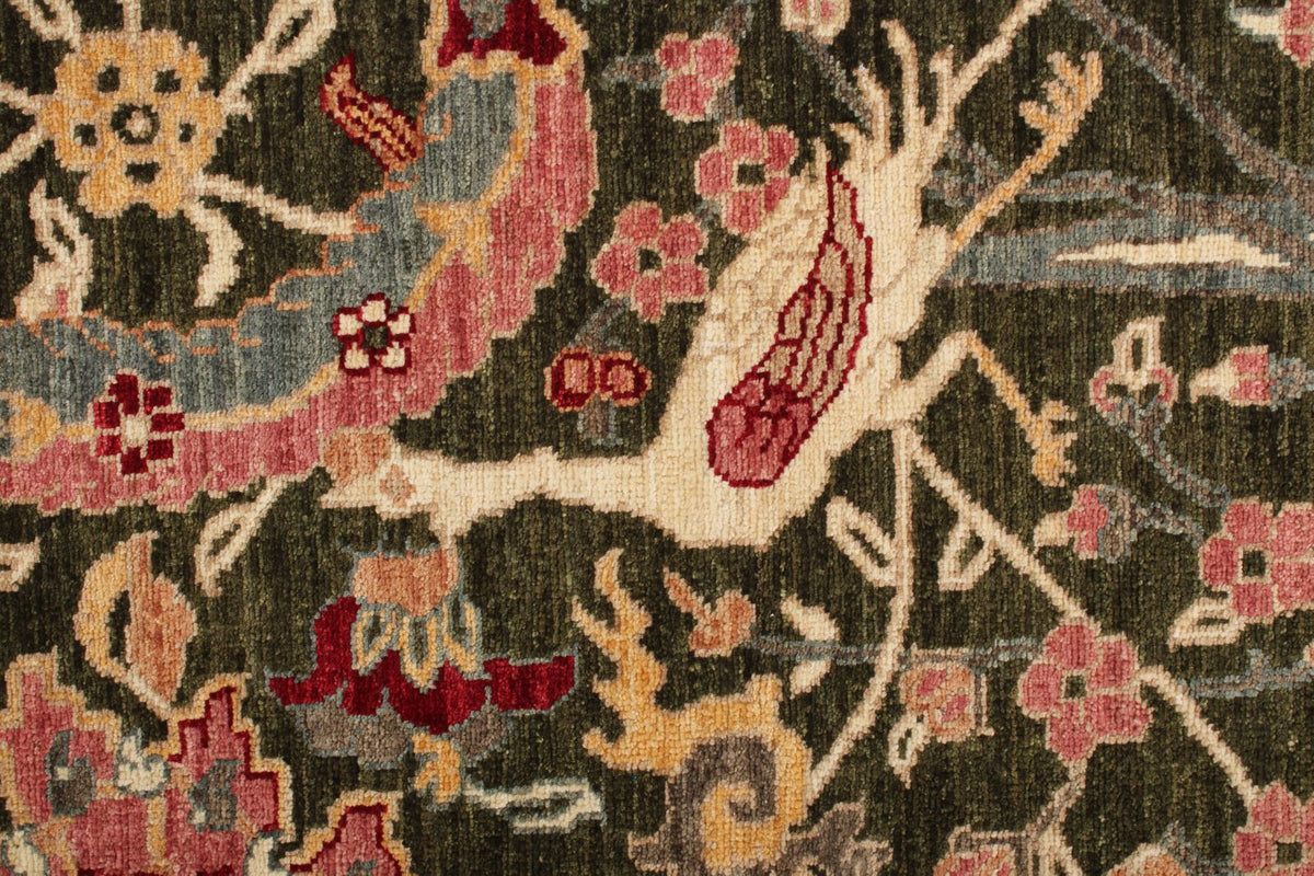 4x12 Green and Beige Anatolian Traditional Runner
