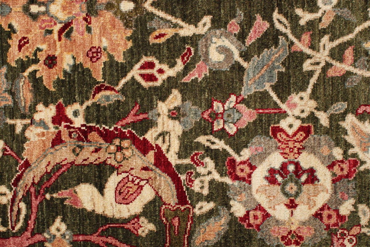 4x12 Green and Beige Anatolian Traditional Runner