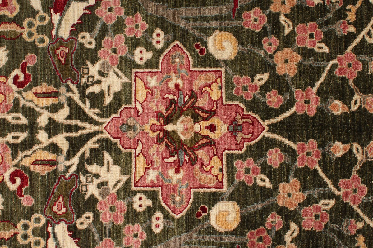 4x12 Green and Beige Anatolian Traditional Runner