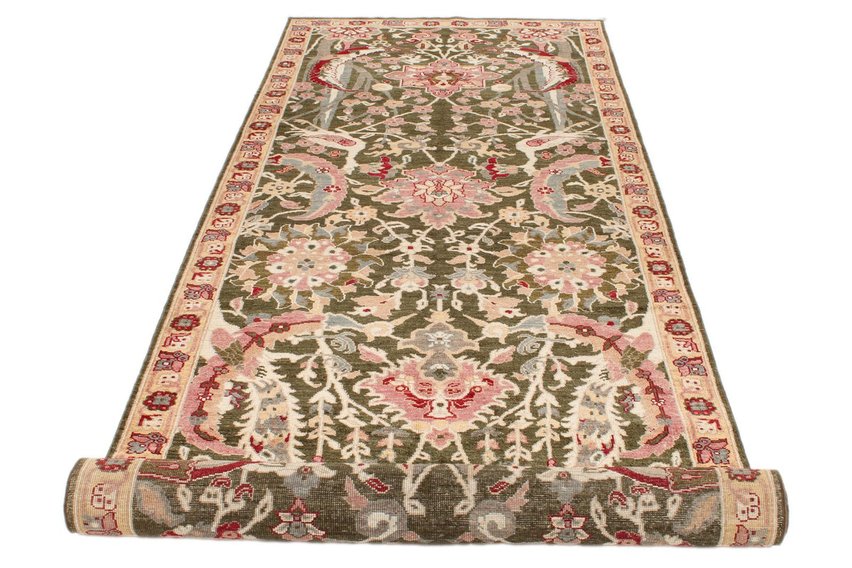 4x12 Green and Beige Anatolian Traditional Runner