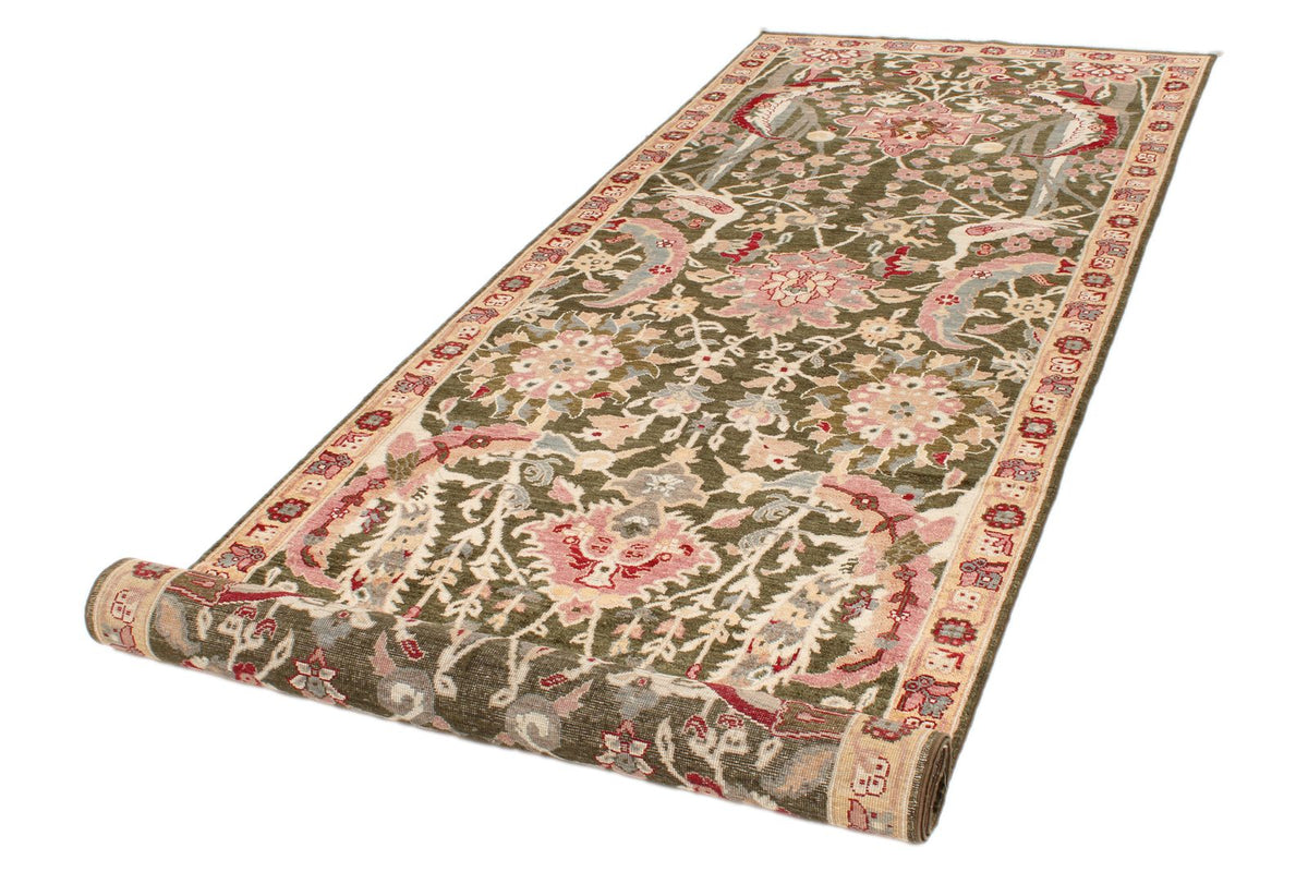 4x12 Green and Beige Anatolian Traditional Runner