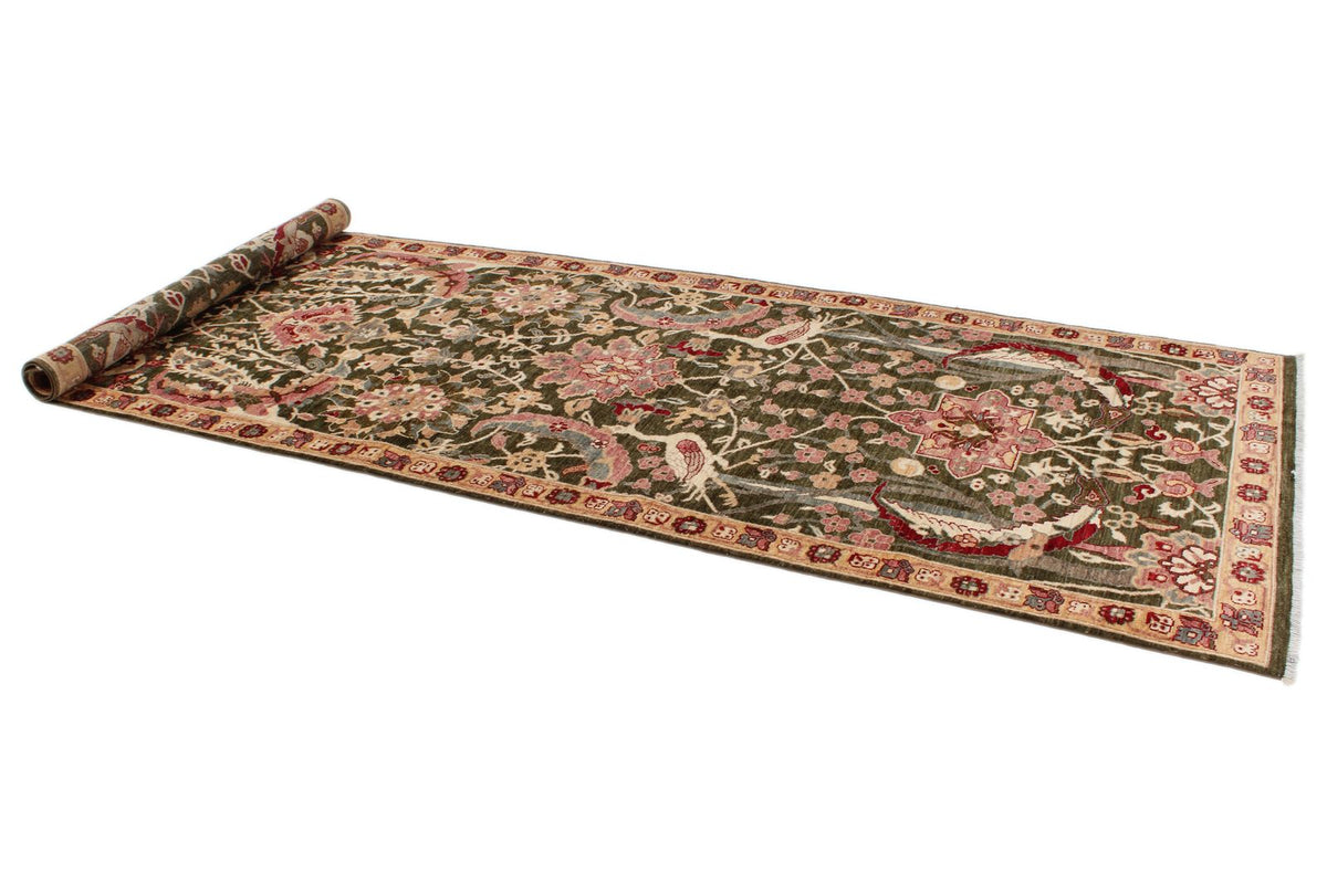 4x12 Green and Beige Anatolian Traditional Runner