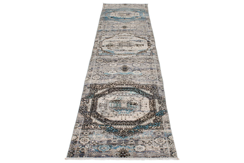 3x12 Gray and Multicolor Turkish Tribal Runner