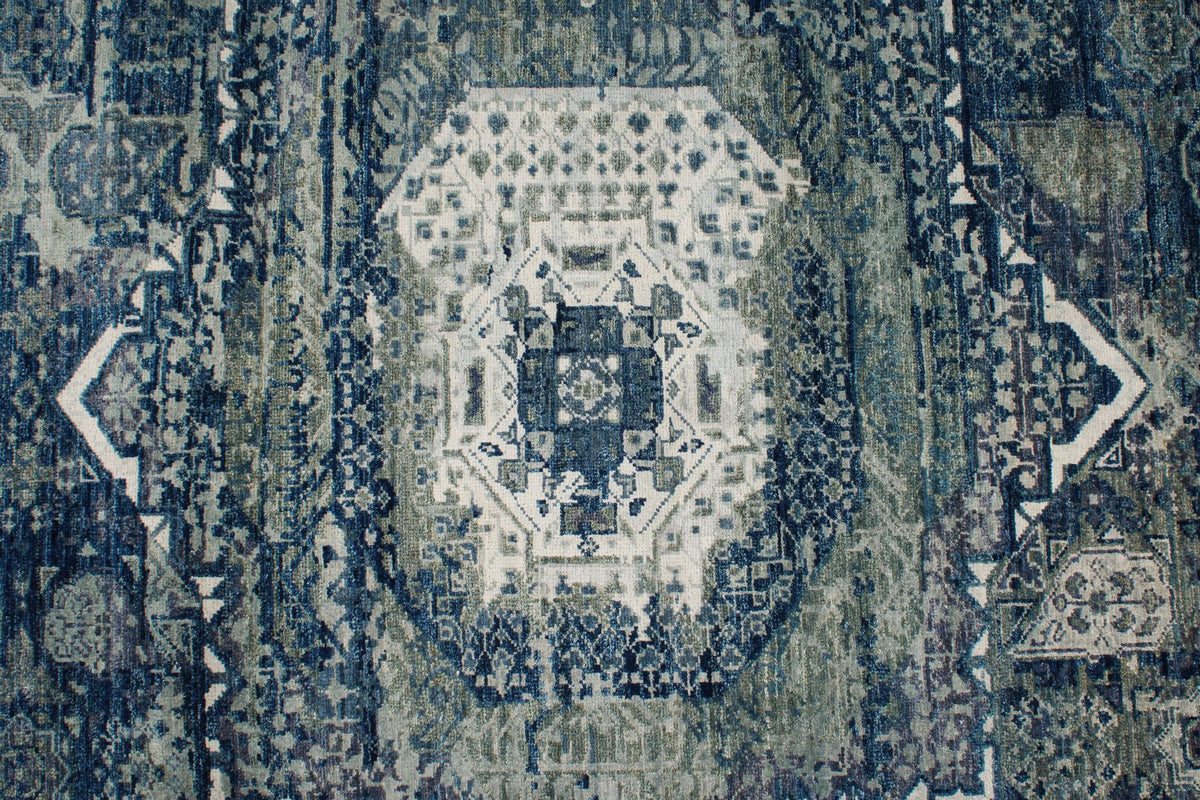 3x12 Blue and Gray Turkish Tribal Runner