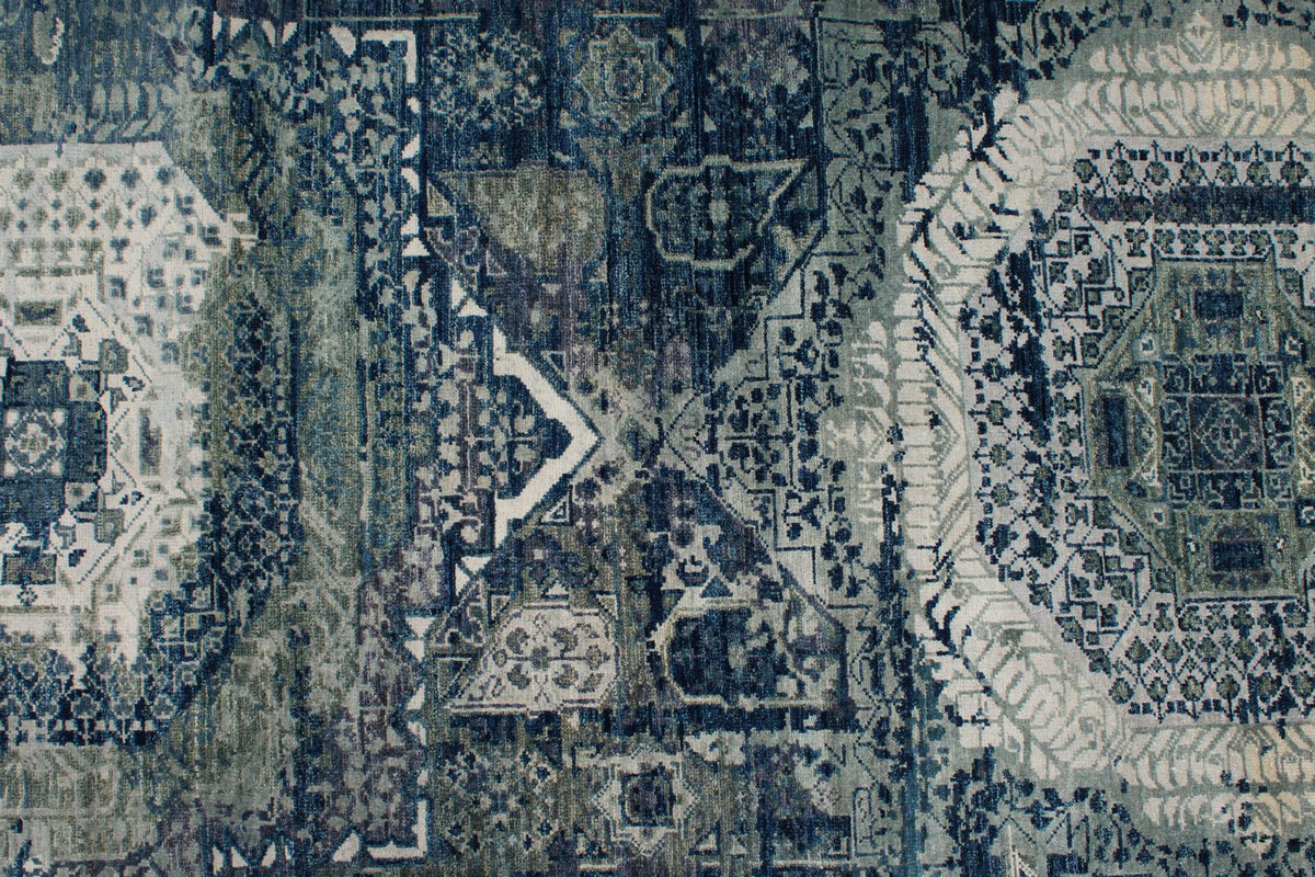 3x12 Blue and Gray Turkish Tribal Runner