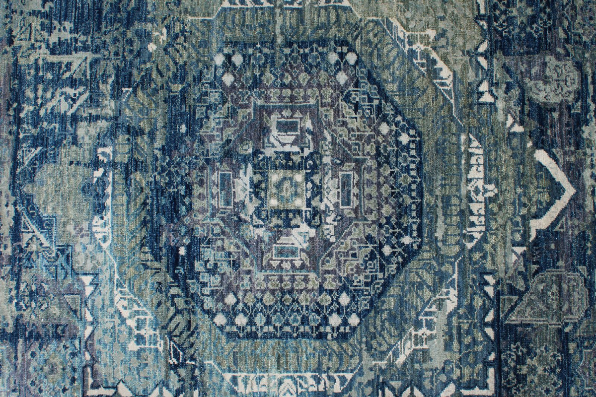 3x12 Blue and Gray Turkish Tribal Runner