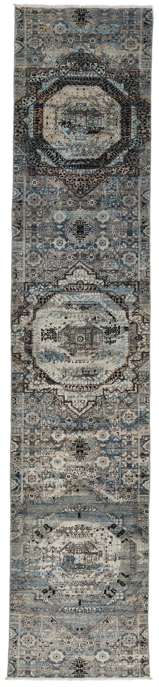 3x12 Gray and Multicolor Turkish Tribal Runner