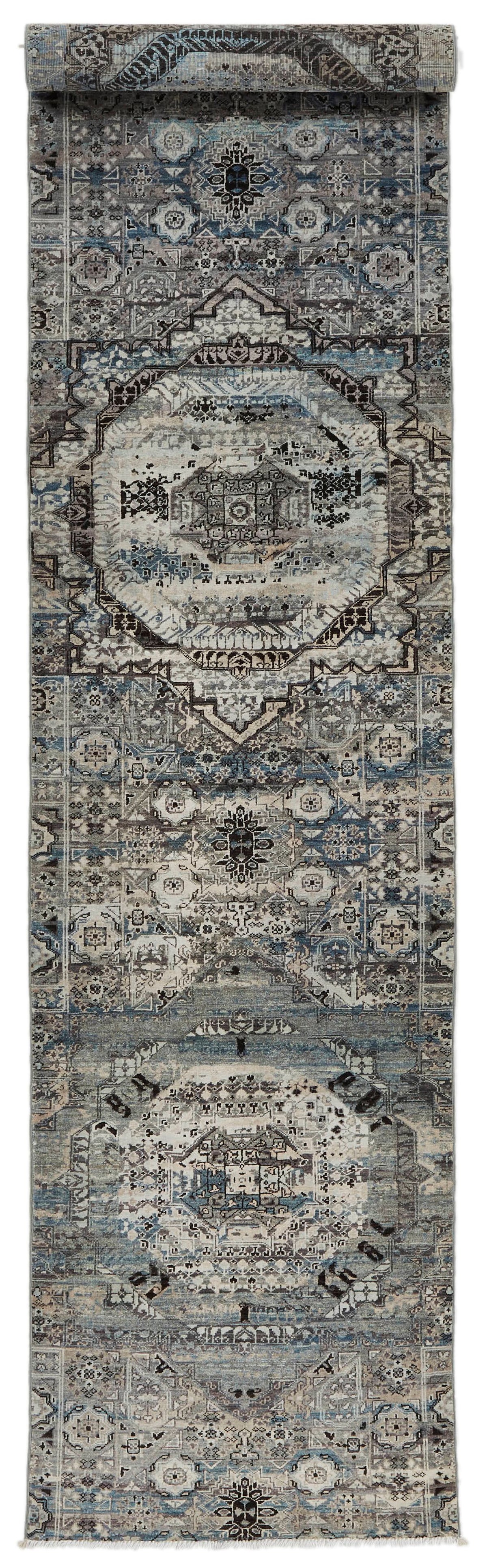 3x12 Gray and Multicolor Turkish Tribal Runner