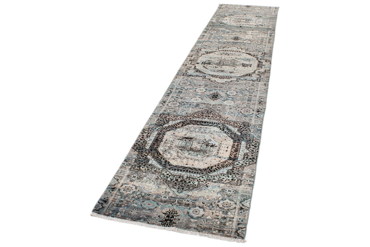 3x12 Gray and Multicolor Turkish Tribal Runner