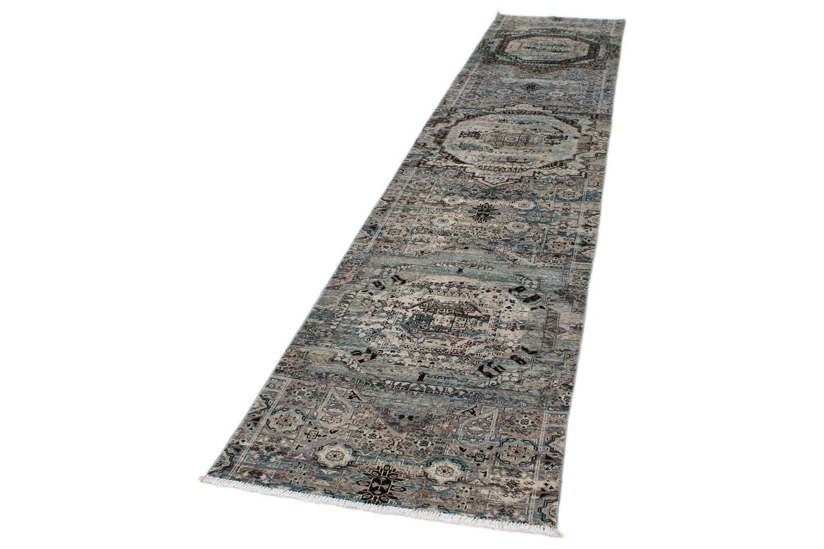 3x12 Gray and Multicolor Turkish Tribal Runner