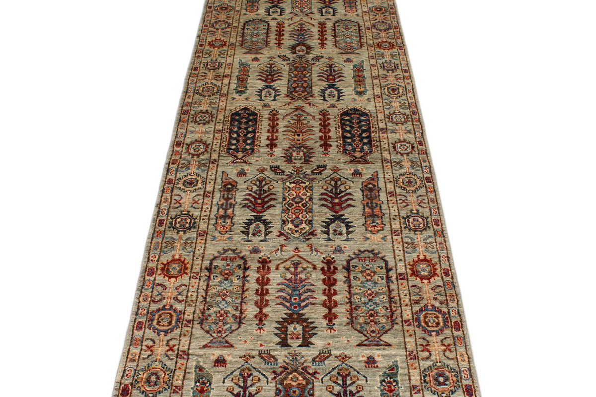 3x10 Gray and Multicolor Turkish Tribal Runner